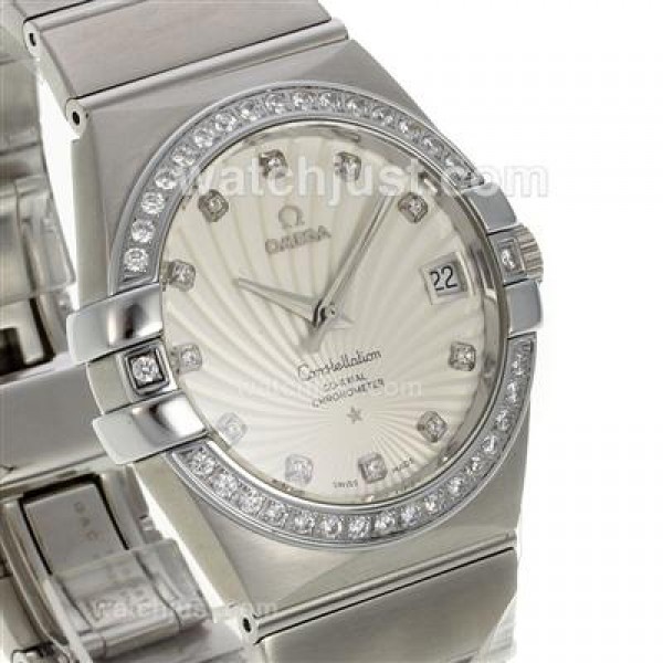 Best UK Omega Constellation Automatic Replica Watch With White Dial For Women