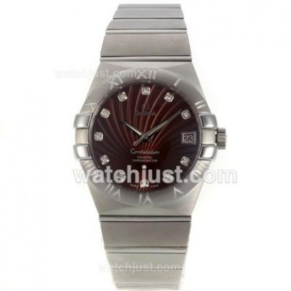 Best UK Sale Omega Constellation Automatic Replica Watch With Brown Dial For Men