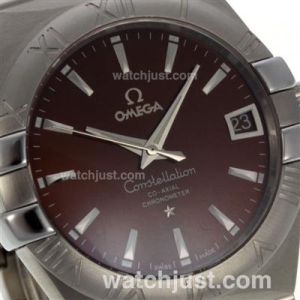 Cheap UK Omega Constellation Automatic Fake Watch With Brown Dial For Men