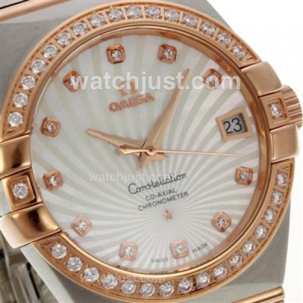 Perfect UK Omega Constellation Automatic Replica Watch With White Dial For Women