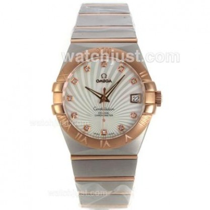 Perfect UK Omega Constellation Automatic Replica Watch With White Dial For Women