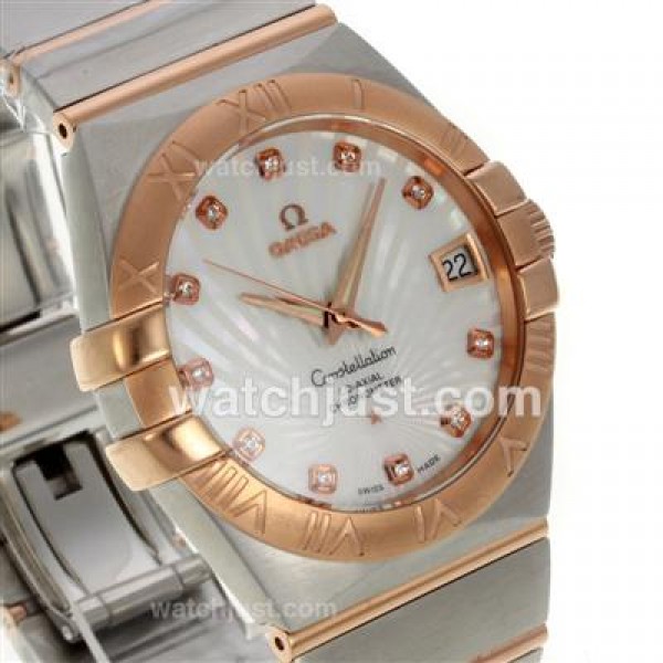 Perfect UK Omega Constellation Automatic Replica Watches With White Dials For Women