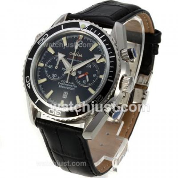 Waterproof UK Omega Seamaster Automatic Replica Watch With Black Dial For Men