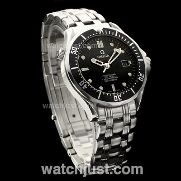 Waterproof UK Sale Omega Seamaster Automatic Fake Watch With Black Dial For Men