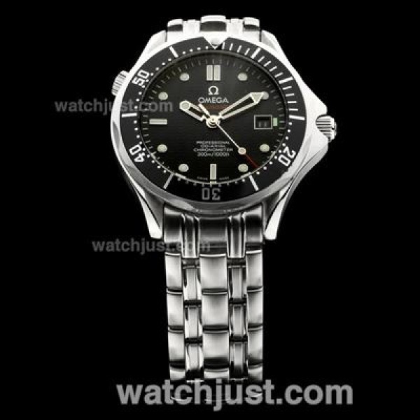 Waterproof UK Sale Omega Seamaster Automatic Fake Watch With Black Dial For Men