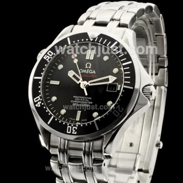 Waterproof UK Sale Omega Seamaster Automatic Fake Watch With Black Dial For Men