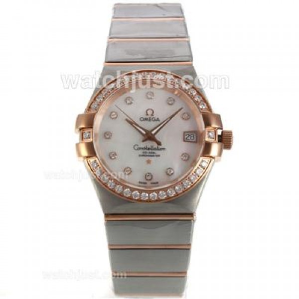 Best UK Omega Constellation Automatic Fake Watch With White Dial For Women