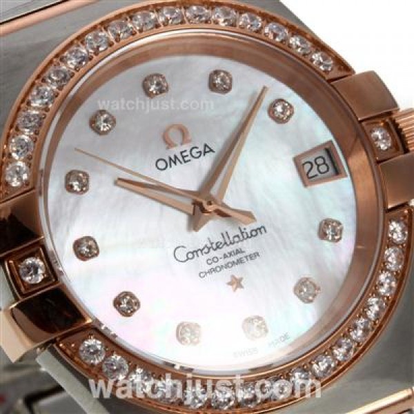 Best UK Omega Constellation Automatic Fake Watch With White Dial For Women