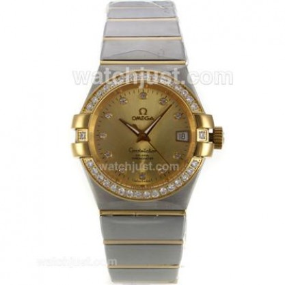 Perfect UK Omega Constellation Automatic Replica Watches With Champagne Dials For Women