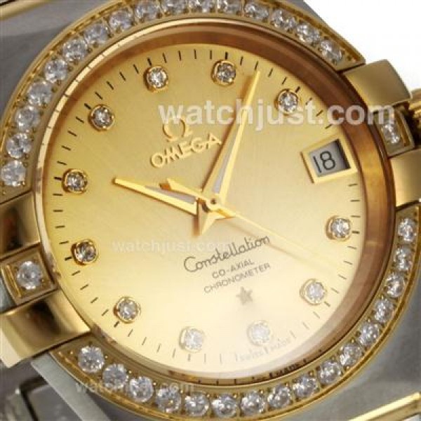Perfect UK Omega Constellation Automatic Replica Watches With Champagne Dials For Women