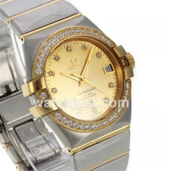 Perfect UK Omega Constellation Automatic Replica Watches With Champagne Dials For Women