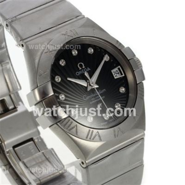 Best UK Omega Constellation Automatic Replica Watch With Black Dial For Men