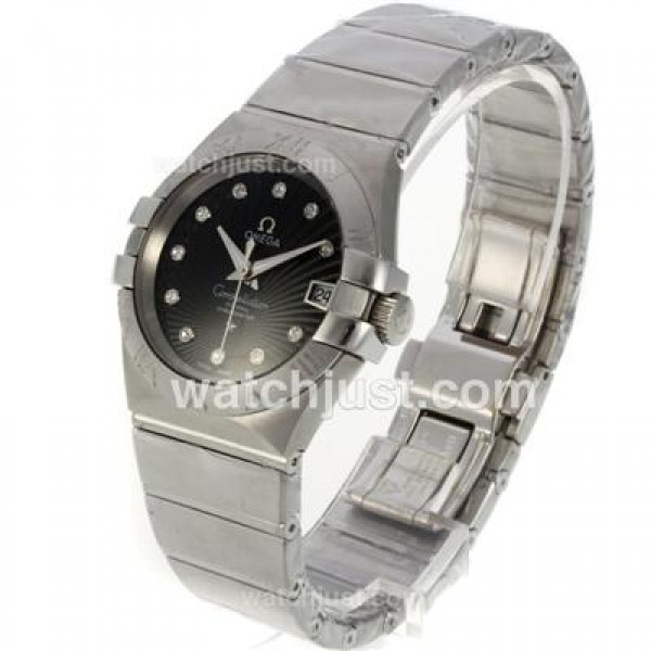 Best UK Omega Constellation Automatic Replica Watch With Black Dial For Men