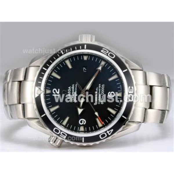 AAA Quality UK Sale Omega Seamaster Automatic Fake Watch With Black Dial For Men