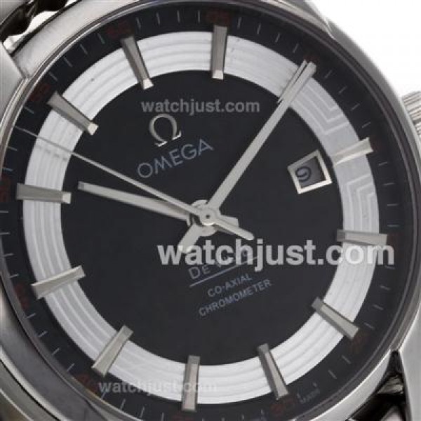 Best UK Sale Omega Hour Vision Automatic Fake Watch With Black And White Dial For Men