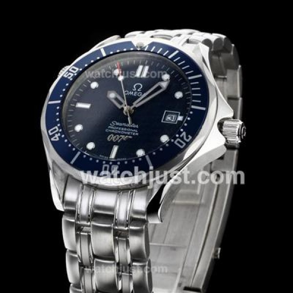 Good Quality UK Sale Omega Seamaster Automatic Fake Watch With Black Dial For Men