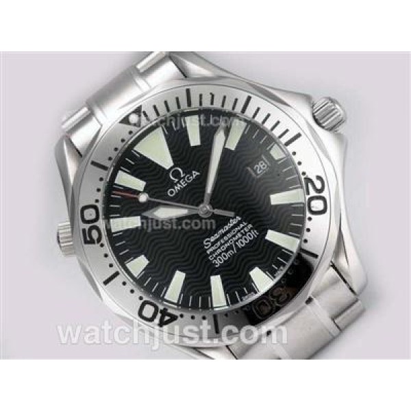 Swiss Made UK Sale Omega Seamaster Automatic Replica Watch With Black Dial For Men