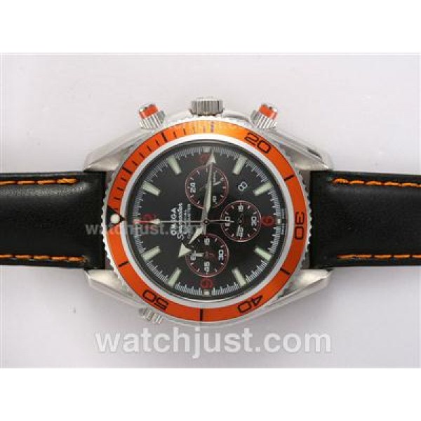 Good Quality UK Omega Seamaster Automatic Fake Watch With Black Dial For Men