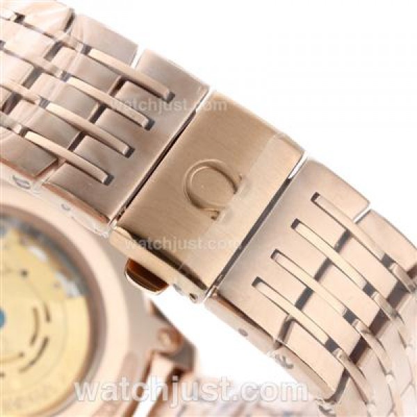 Best UK Omega Hour Vision Automatic Fake Watch With Brown And Silvery Dial For Men