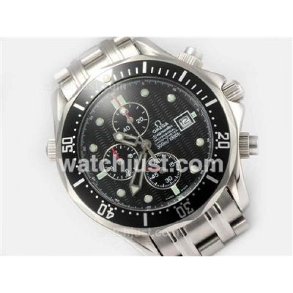 1:1 Best UK Sale Omega Seamaster Automatic Fake Watch With Black Dial For Men