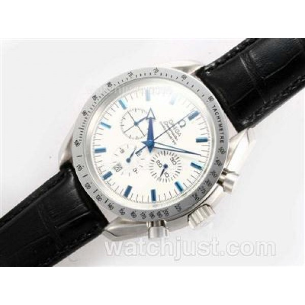 Cheap UK Sale Omega Speedmaster Quartz Replica Watch With White Dial For Men