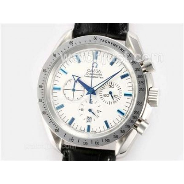 Cheap UK Sale Omega Speedmaster Quartz Replica Watch With White Dial For Men