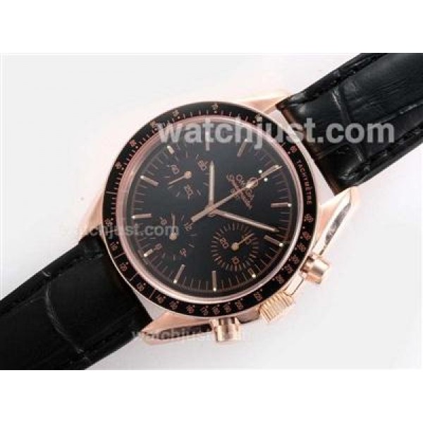 Best UK Sale Omega Speedmaster Automatic Fake Watch With Black Dial For Men