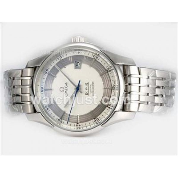 Swiss Made UK Sale Omega Hour Vision Automatic Fake Watch With Silvery And White Dial For Men