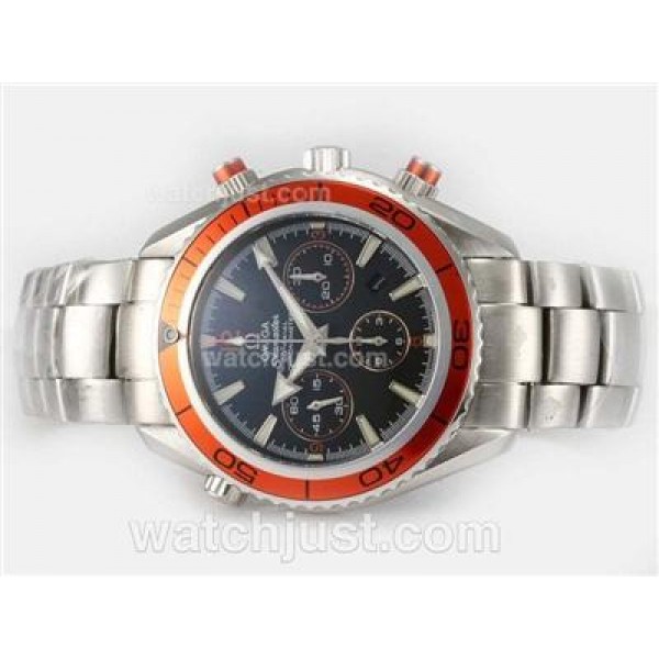 Waterproof UK Sale Omega Seamaster Automatic Replica Watches With Black Dials For Men