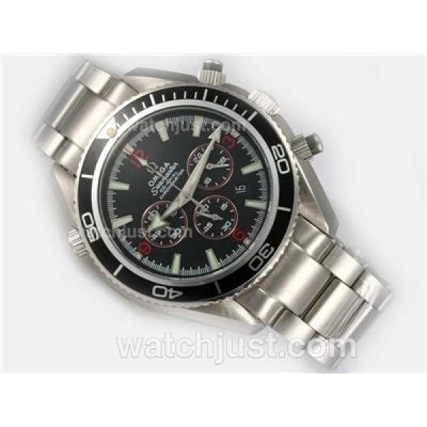 Waterproof UK Omega Seamaster Automatic Fake Watch With Black Dial For Men