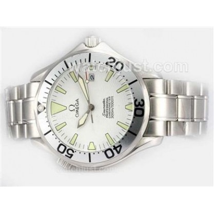 Waterproof UK Sale Omega Seamaster Automatic Fake Watches With White Dials For Men