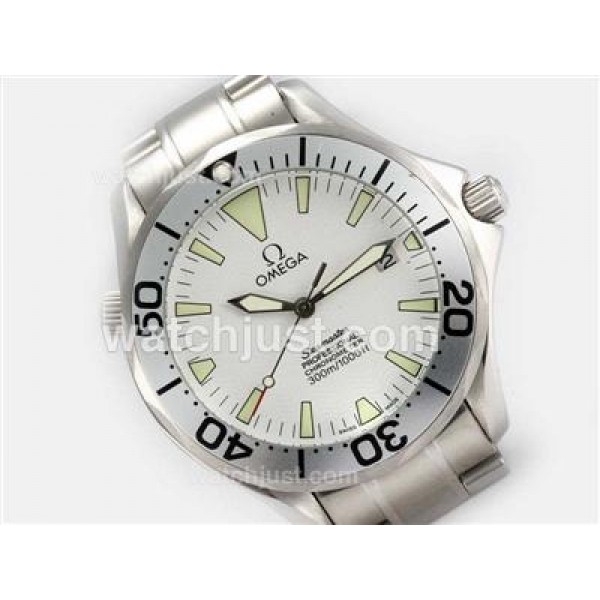 Waterproof UK Sale Omega Seamaster Automatic Fake Watches With White Dials For Men