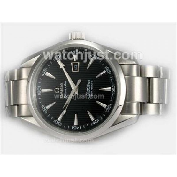 AAA Best UK Sale Omega Seamaster Automatic Fake Watch With Black Dial For Men