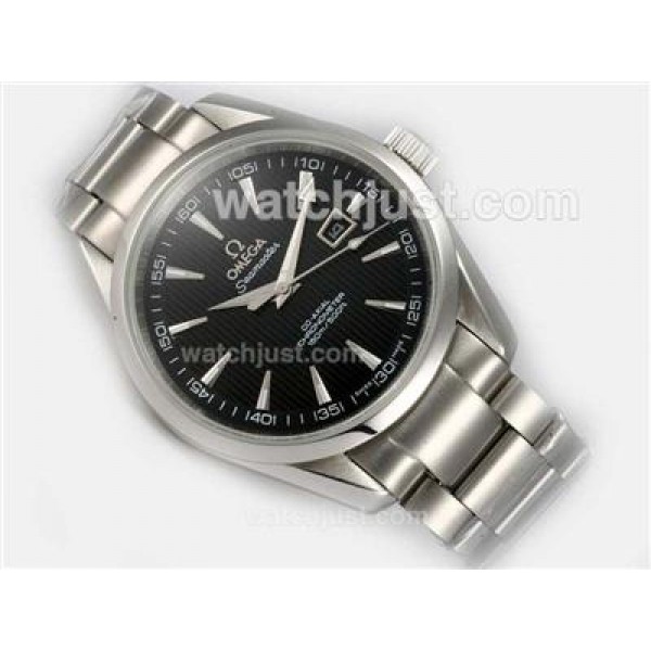 AAA Best UK Sale Omega Seamaster Automatic Fake Watch With Black Dial For Men