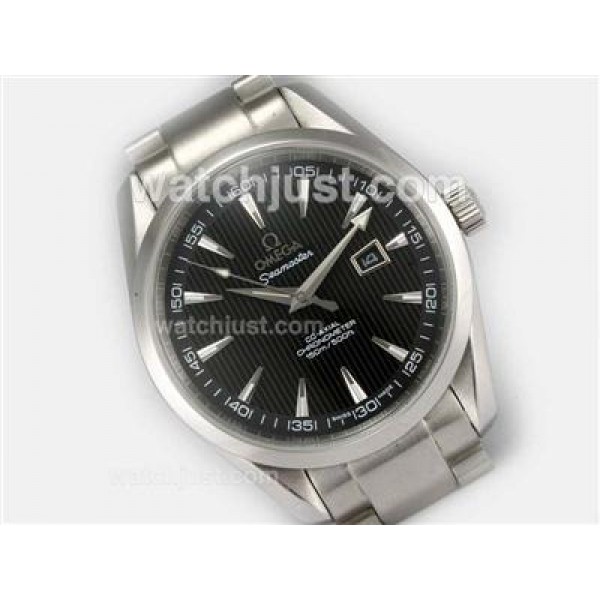 AAA Best UK Sale Omega Seamaster Automatic Fake Watch With Black Dial For Men