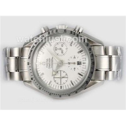 Best UK Omega Speedmaster Automatic Replica Watch With White Dial For Men