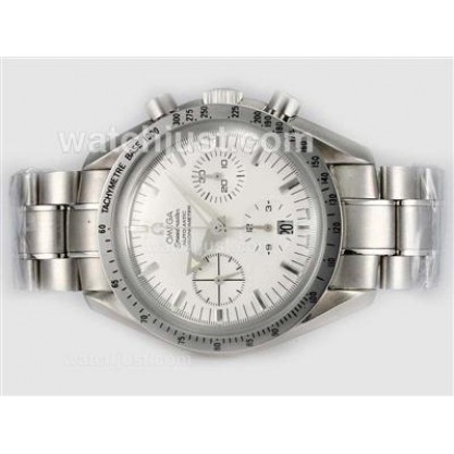 Best UK Omega Speedmaster Automatic Replica Watches With White Dials For Men