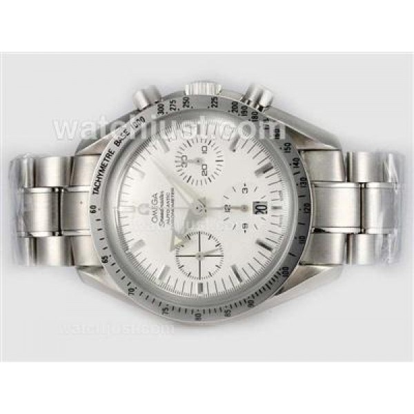 Best UK Omega Speedmaster Automatic Replica Watch With White Dial For Men