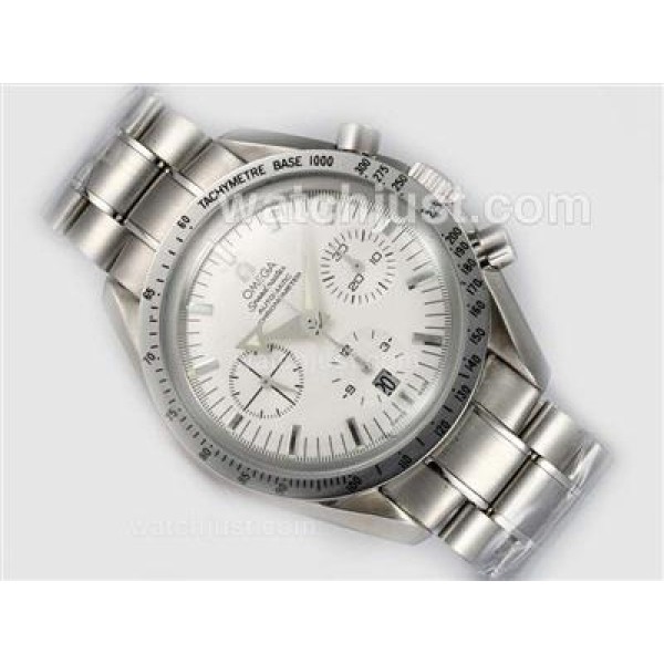 Best UK Omega Speedmaster Automatic Replica Watch With White Dial For Men
