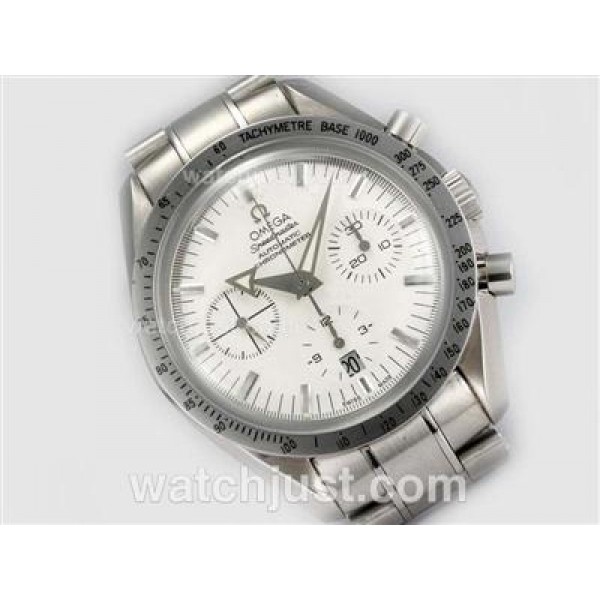 Best UK Omega Speedmaster Automatic Replica Watch With White Dial For Men