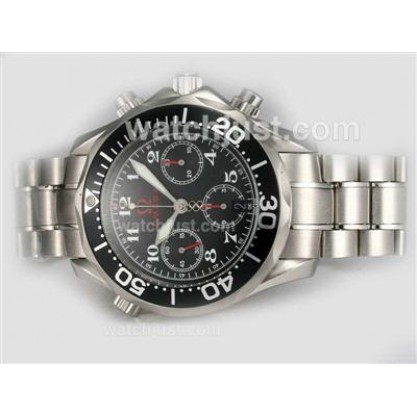 Waterproof UK Sale Omega Seamaster Automatic Replica Watches With Black Dials For Men