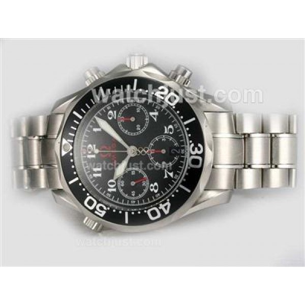 Waterproof UK Sale Omega Seamaster Automatic Replica Watches With Black Dials For Men