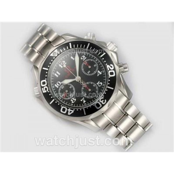 Waterproof UK Sale Omega Seamaster Automatic Replica Watches With Black Dials For Men