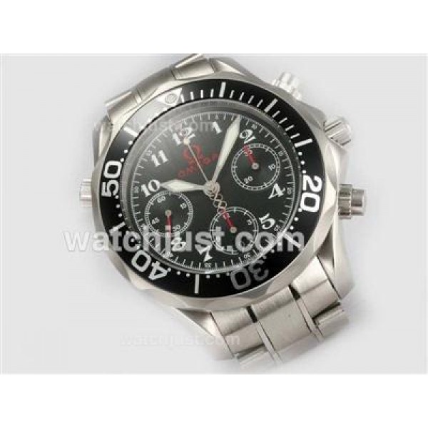 Waterproof UK Sale Omega Seamaster Automatic Replica Watch With Black Dial For Men