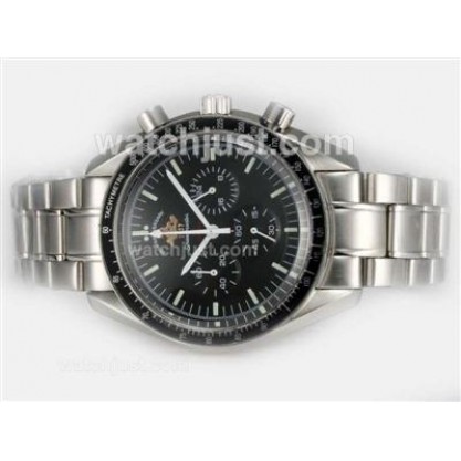 Practical UK Sale Omega Speedmaster Automatic Fake Watch With Black Dial For Men