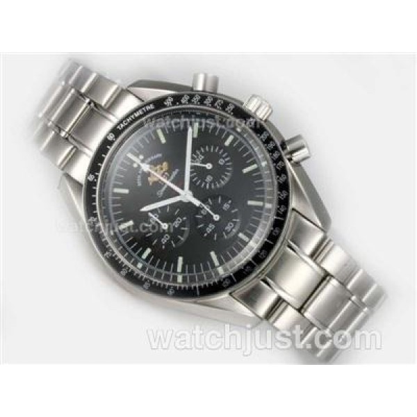 Practical UK Sale Omega Speedmaster Automatic Fake Watch With Black Dial For Men