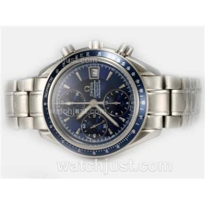 Practical UK Sale Omega Speedmaster Automatic Fake Watch With Blue Dial For Men