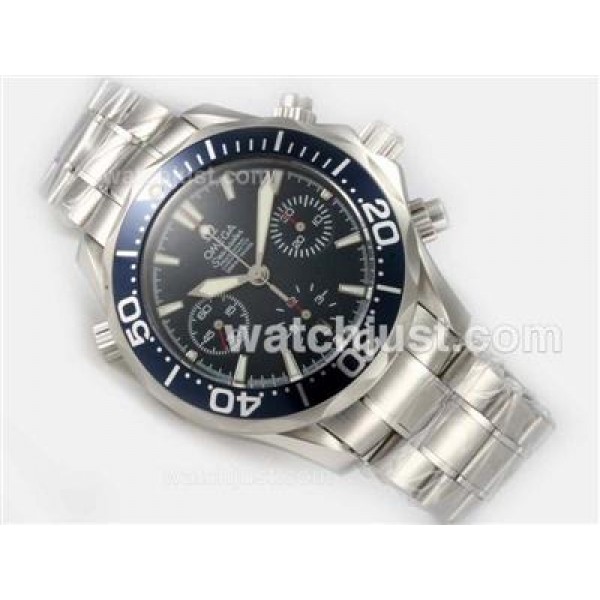 Waterproof UK Sale Omega Seamaster Automatic Replica Watch With Black Dial For Men