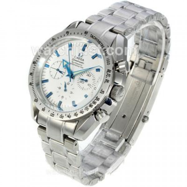 Best UK Sale Omega Speedmaster Automatic Fake Watch With White Dial For Men