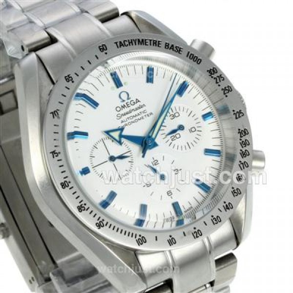 Best UK Sale Omega Speedmaster Automatic Fake Watch With White Dial For Men